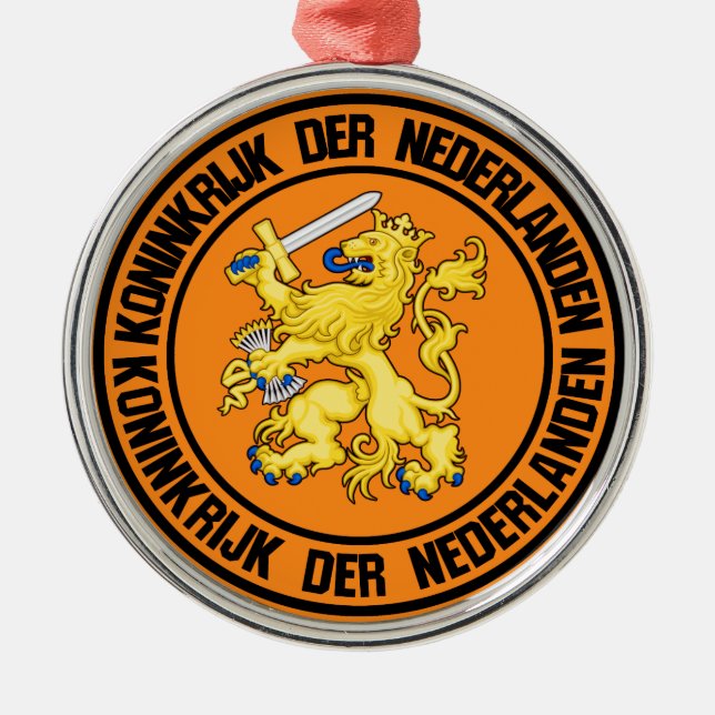 Nederländernas Round Emblem Julgransprydnad Metall (Framsidan)