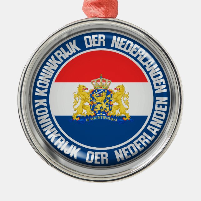 Nederländernas Round Emblem Julgransprydnad Metall (Framsidan)