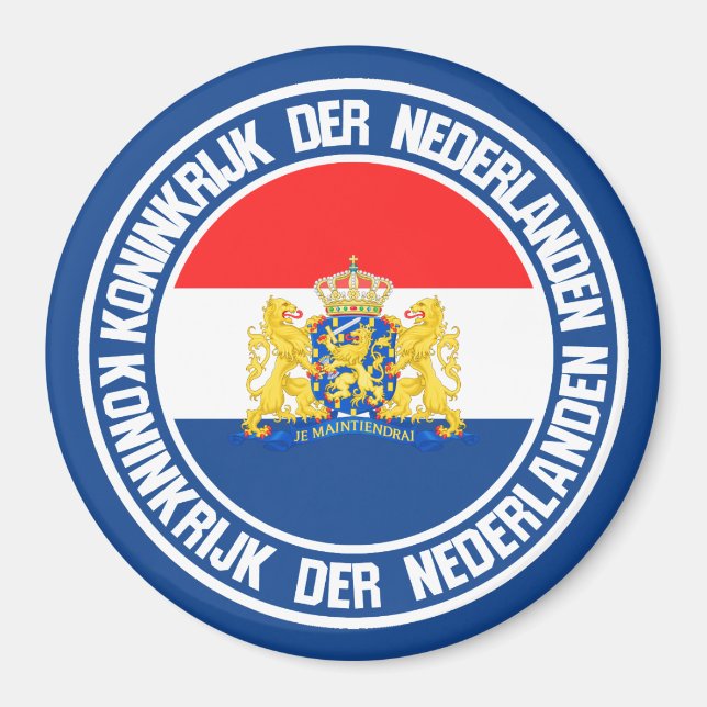 Nederländernas Round Emblem Magnet (Framsidan)