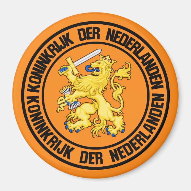 Nederländernas Round Emblem Magnet (Framsidan)