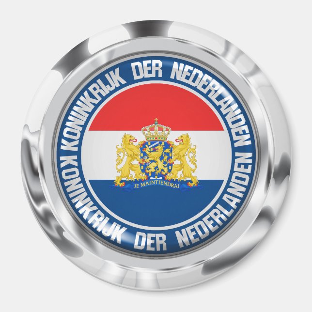 Nederländernas Round Emblem Magnet (Framsidan)
