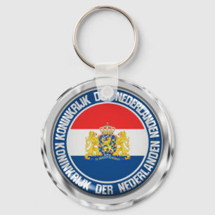 Nederländernas Round Emblem Nyckelring