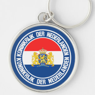 Nederländernas Round Emblem Rund Silverfärgad Nyckelring
