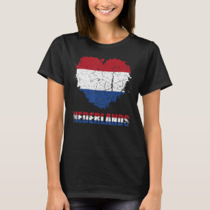 Nederlands Flagga Vintage Heart Graphic Holland Ma T Shirt