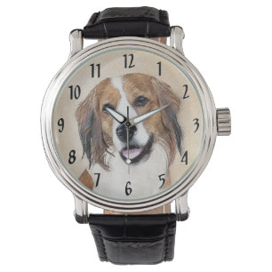 Nederlandse Kooikerhondje-målning - hundkonst Armbandsur
