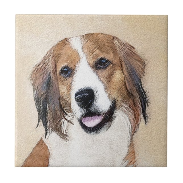 Nederlandse Kooikerhondje Painting - Hund Art Kakelplatta (Framsidan)