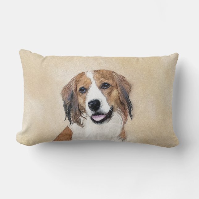 Nederlandse Kooikerhondje Painting - Hund Art Lumbarkudde (Framsida)