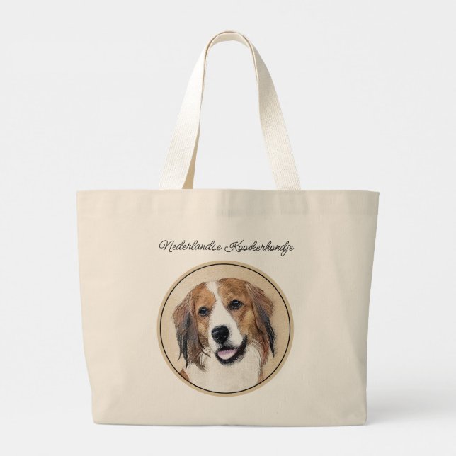 Nederlandse Kooikerhondje Painting Pet Hund Art Jumbo Tygkasse (Baksida)
