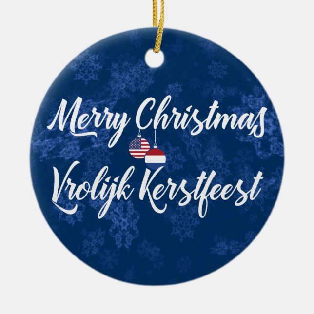 Nederländsk amerikansk Bilingual Helgdag Dekoratio Julgransprydnad Keramik (Framsidan)