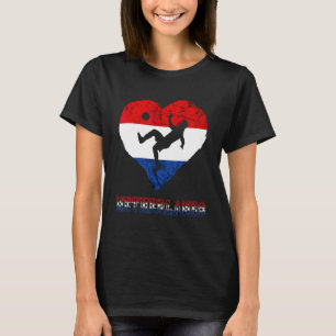 Nederländsk Fotboll Hjärtat Nederländerna Flagga N T Shirt
