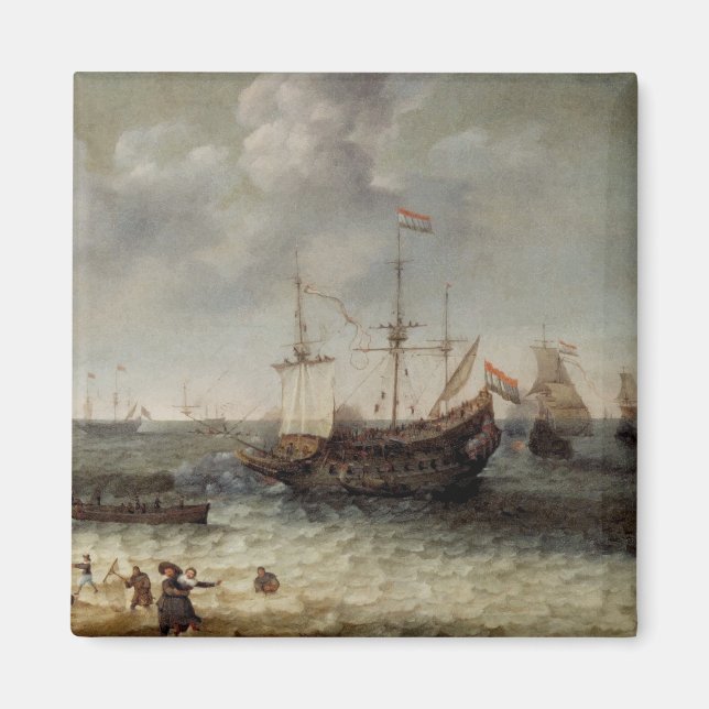 Nederländsk hamn nära Brill i Nederländerna Magnet (Framsidan)