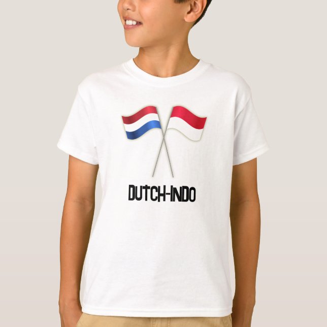 Nederländsk-indier med två flaggor t shirt (Framsida)