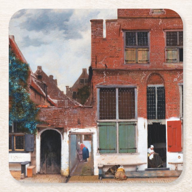 Nederländska Alley, Johannes Vermeer Underlägg Papper Kvadrat (Framsidan)
