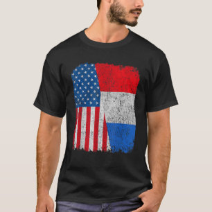 Nederländska amerikanska Flagga halUSA Nederländer T Shirt