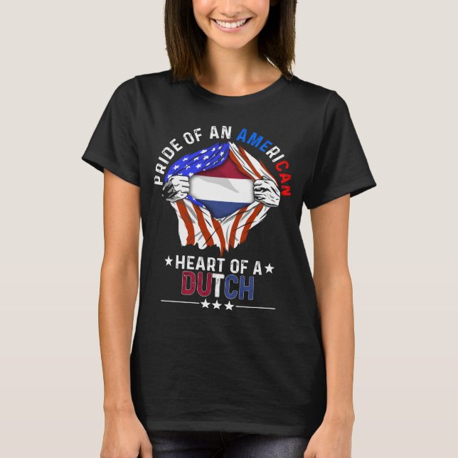 Nederländska amerikanska utrikesFlagga Nederländer T Shirt (Framsida)