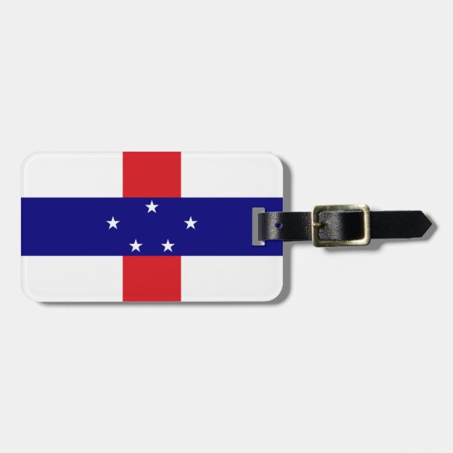 Nederländska Antillerna flagga Bagagebricka (Horisontell Framsida)