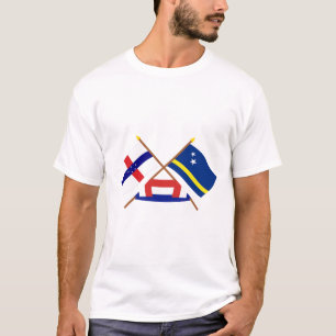 Nederländska Antilles och Curacao korsad flaggor T Shirt