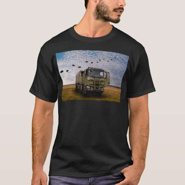Nederländska armén Kl Lastbil och Paradrop. T Shirt (Framsida)