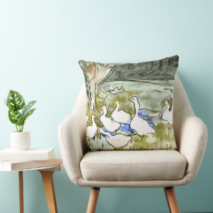Nederländska Art nouveau Ankor och gäss Kudde