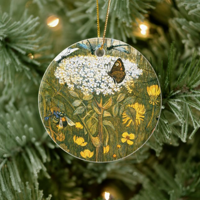 Nederländska Art nouveau Meadow Wildblommor, Butte Julgransprydnad Keramik (Träd)