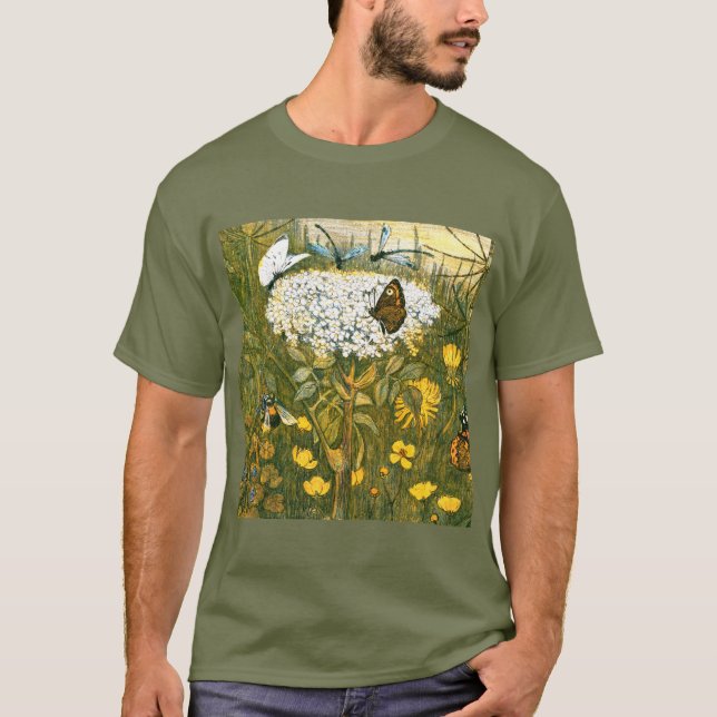 Nederländska Art nouveau Meadow Wildblommor, Butte T Shirt (Framsida)