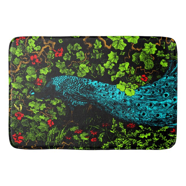 Nederländska Art nouveau Peacock and Butterfly Badrumsmatta (Framsidan)