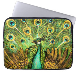 Nederländska Art nouveau Peacock och Chickens Laptop Fodral