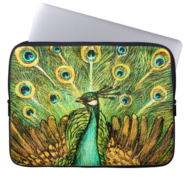 Nederländska Art nouveau Peacock och Chickens Laptop Fodral (Framsidan)