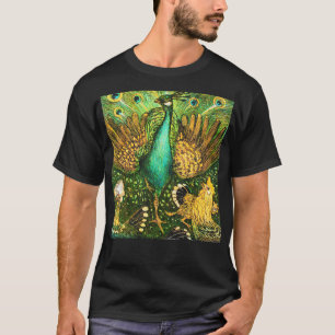 Nederländska Art nouveau Peacock och Chickens T Shirt