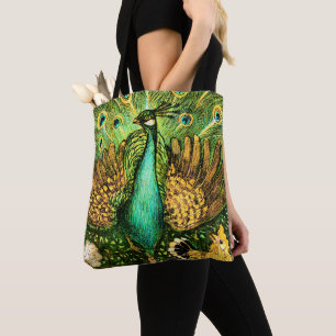 Nederländska Art nouveau Peacock och Chickens Tygkasse