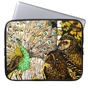 Nederländska Art nouveau Peacock och Uggla Laptop Fodral