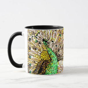 Nederländska Art nouveau Peacock och Uggla Mugg