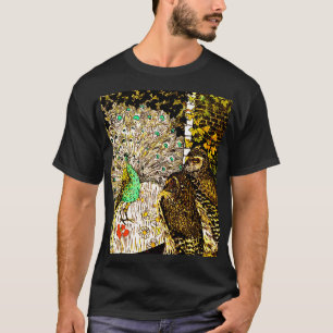 Nederländska Art nouveau Peacock och Uggla T Shirt