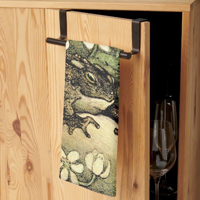 Nederländska Art nouveau Toad och Dogwood Kökshandduk (Thirds Fold)