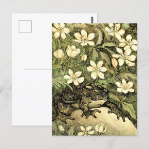 Nederländska Art nouveau Toad och Dogwood Vykort