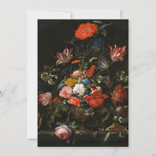 Nederländska blommor i Vas vid målning fortfarande Tack Kort