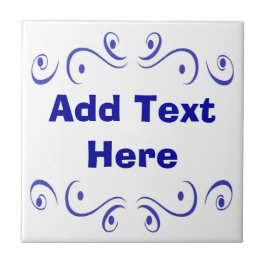Nederländska Blue Add Text Ceramic Kakelplatta