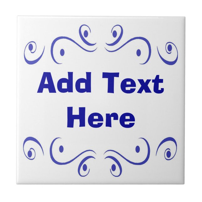 Nederländska Blue Add Text Ceramic Kakelplatta (Framsidan)