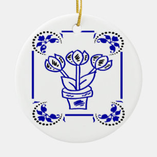 Nederländska Blue Tulips Julgransprydnad Keramik