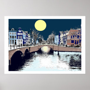 Nederländska bron full Moon Poster