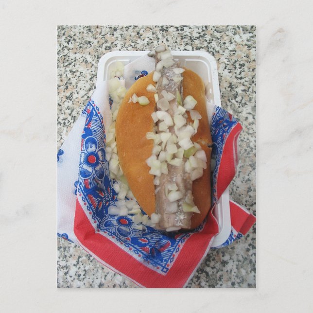 Nederländska Broodje Raw Sill med jonkort Vykort (Framsida)