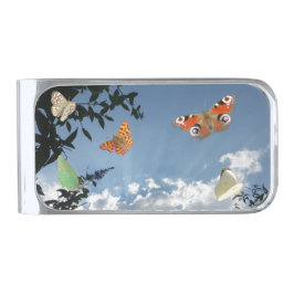 Nederländska Butterflies Money Clip Sedelklämma Med Silverfinish