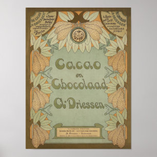 Nederländska Cacao & Chocolate Label Circa 1900 Poster