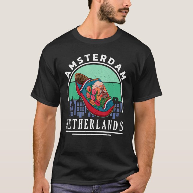Nederländska clogs Klomp-skor Nederländerna Hollan T Shirt (Framsida)