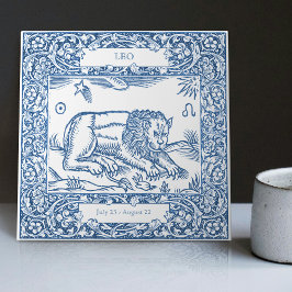 Nederländska Delft Blue Leo Vintage Zodiac-tecken Kakelplatta