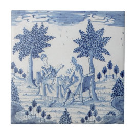 Nederländska Delft Blue & White-26 Kakelplatta