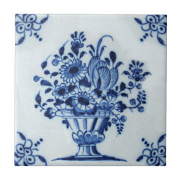 Nederländska Delft Flower Arrangemang Repro på 180 Kakelplatta