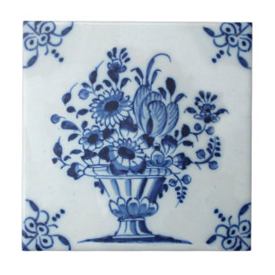 Nederländska Delft Flower Arrangemangare Repro p Kakelplatta