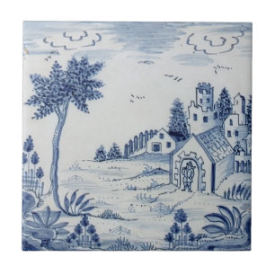 Nederländska Delft Tile Antique Reproduction-24 Kakelplatta