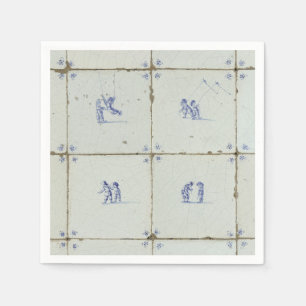 Nederländska Delft Tile Background Pappersservett